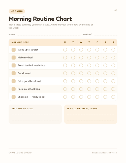 Included Morning Routine Chart
